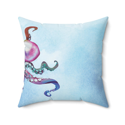 Blue Octopus Throw Pillow