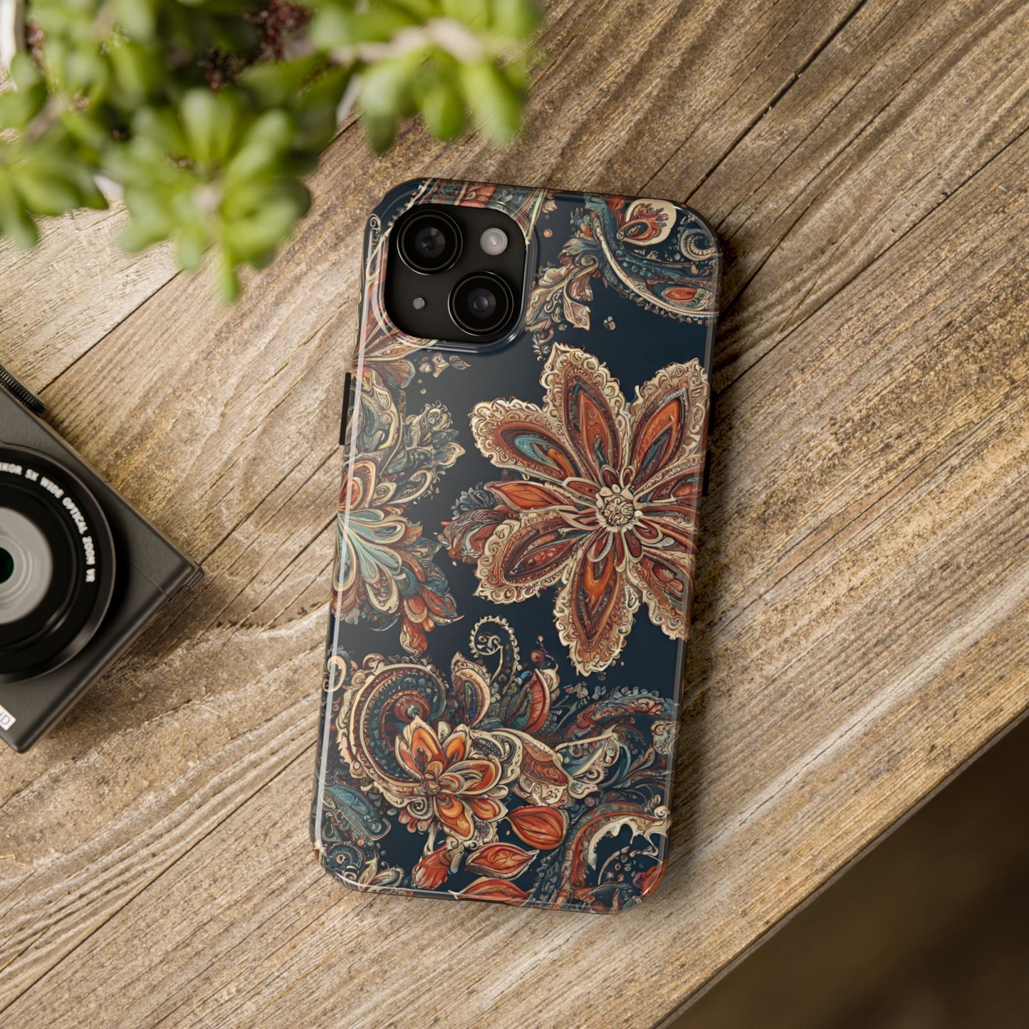 Midnight Paisley Flowers Iphone Tough Case