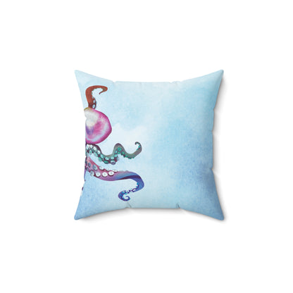 Blue Octopus Throw Pillow