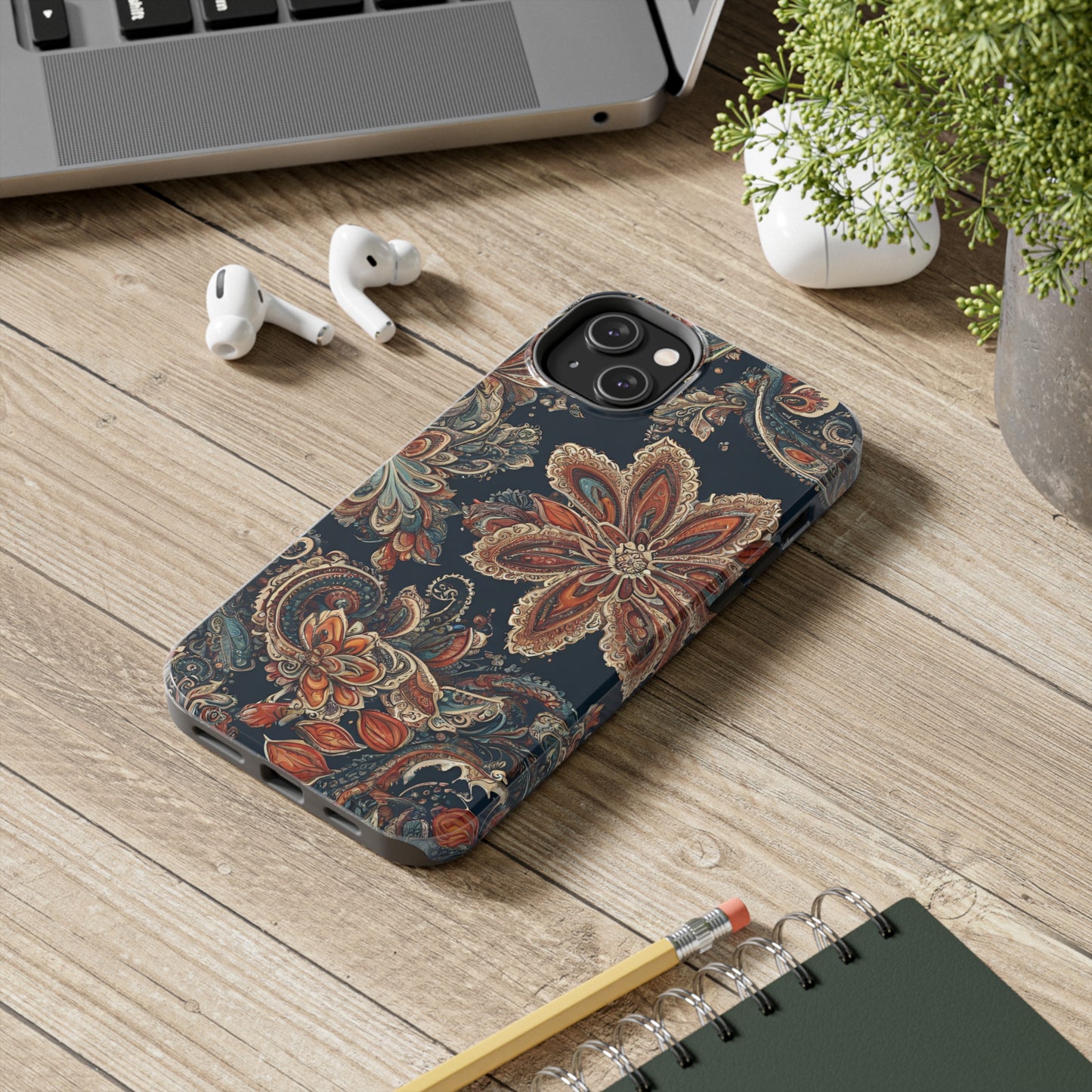 Midnight Paisley Flowers Iphone Tough Case