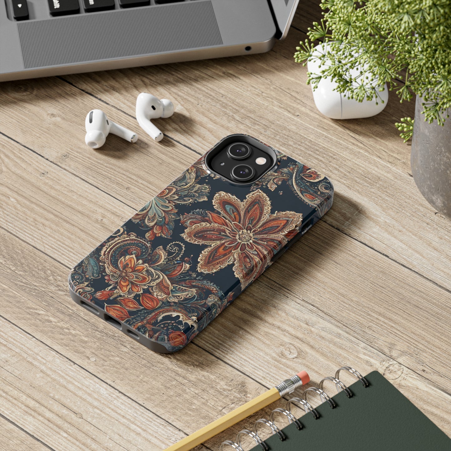 Midnight Paisley Flowers Iphone Tough Case