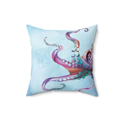 Blue Octopus Throw Pillow