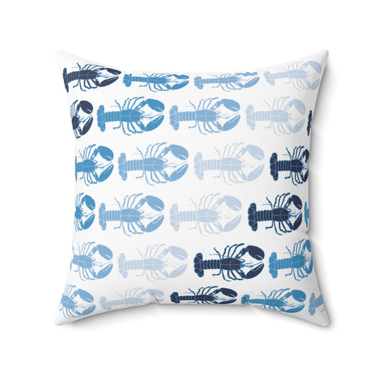 Blue Ombre Lobster Throw Pillow