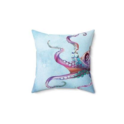 Blue Octopus Throw Pillow