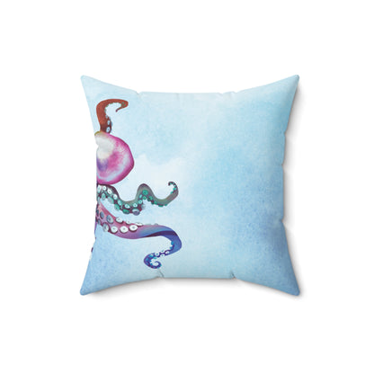 Blue Octopus Throw Pillow