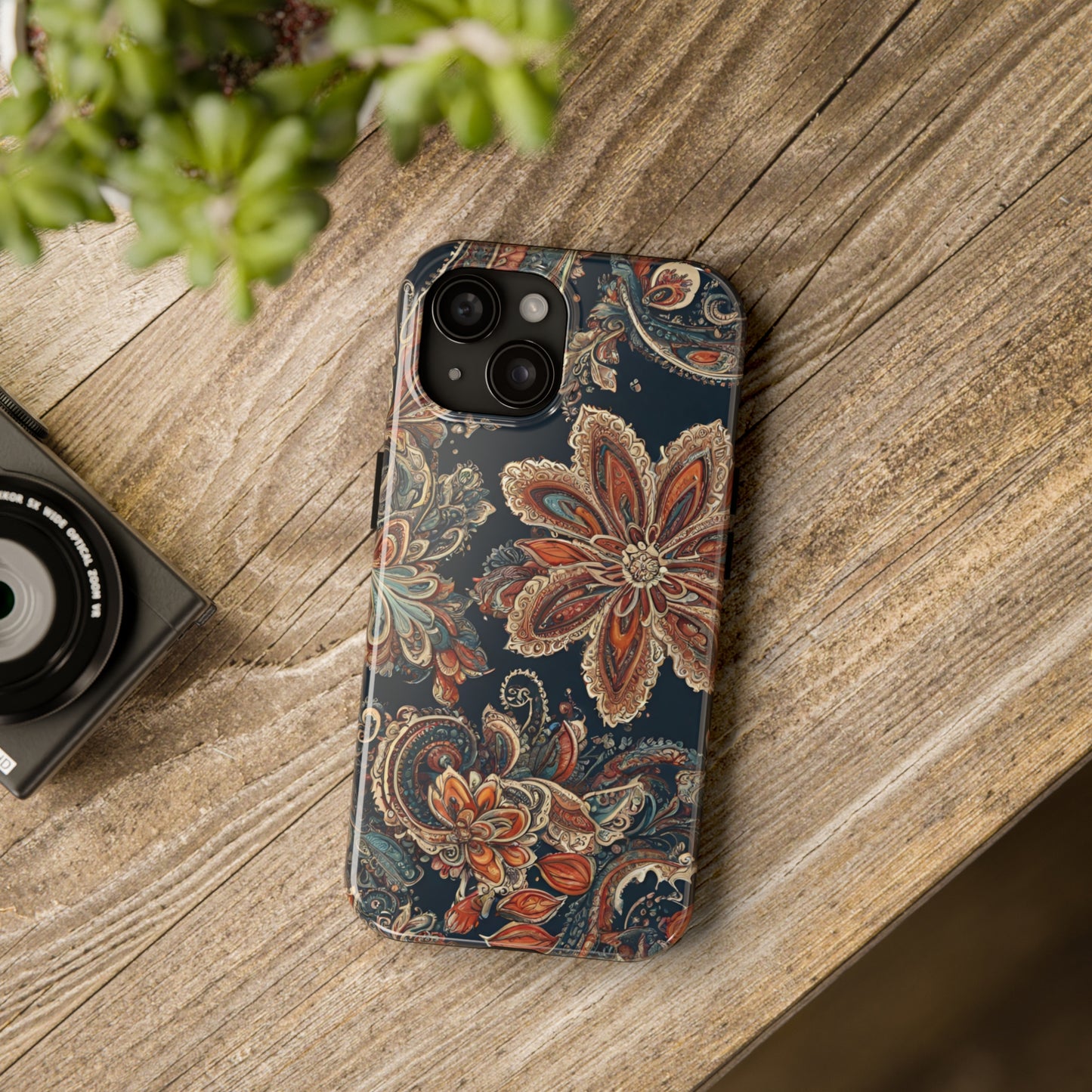 Midnight Paisley Flowers Iphone Tough Case